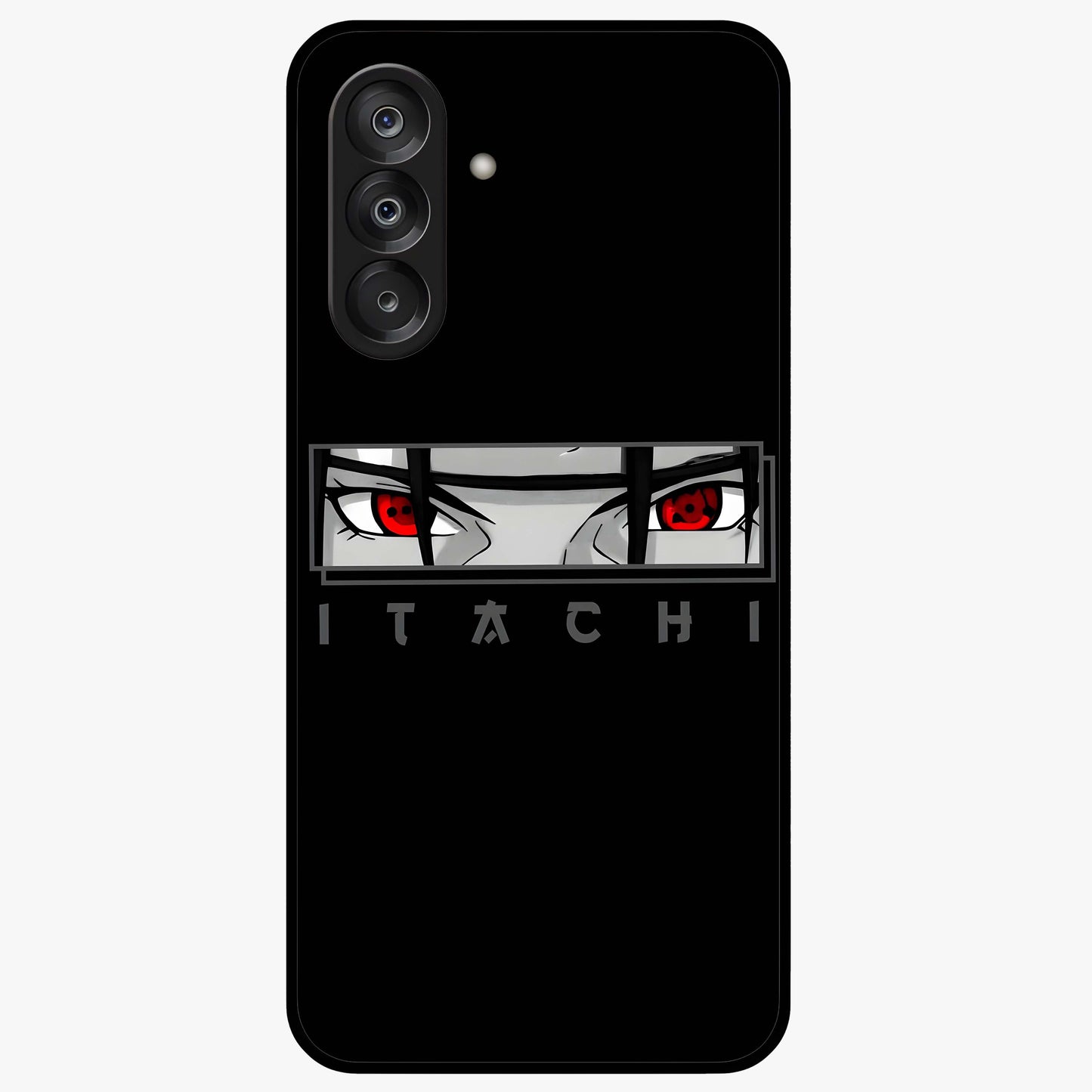 Scarlet Gaze Dominance Glass Case showing flat back view with striking red themed artwork and glossy glass finish.