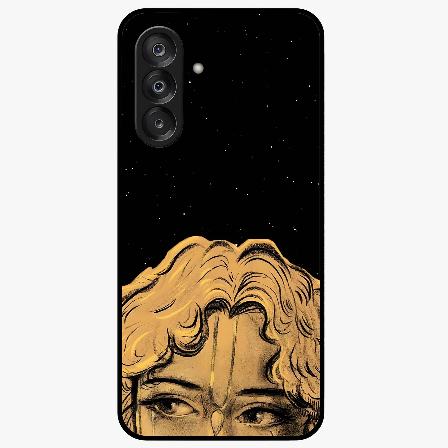 Shri Krishna Art Glass Case showing flat back view with devotional Krishna artwork and glossy glass finish.