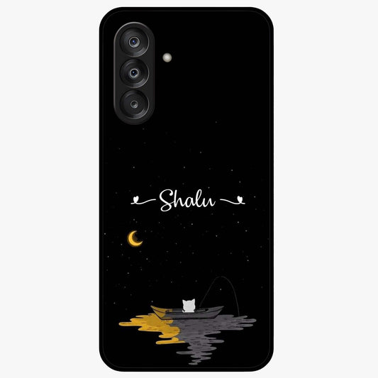 Silent Night Row Glass Case showing flat back view with calm night themed artwork and glossy glass finish.