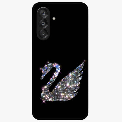 Starlit Swan Grace Glass Case showing flat back view with graceful swan artwork under starry sky and glossy glass finish.