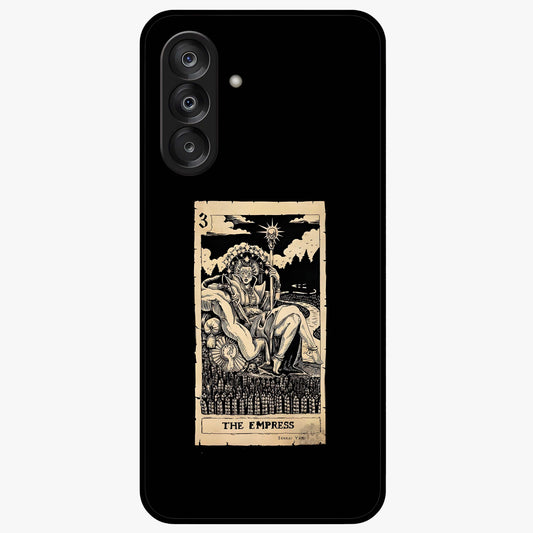 The Empress Glass Case showing flat back view with regal feminine artwork and glossy glass finish.