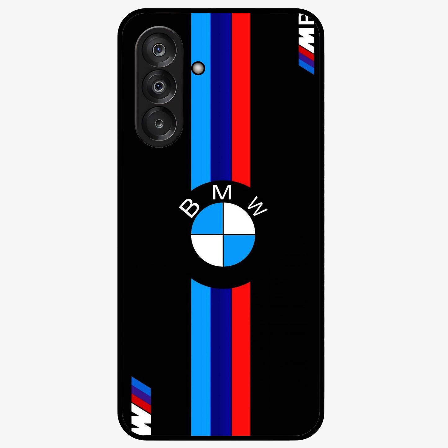Turbo BMW Beast Glass Case showing flat back view with high performance sports car artwork and glossy glass finish.