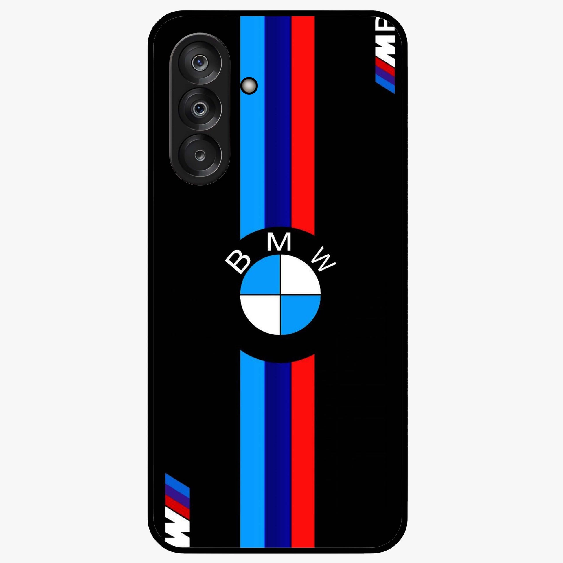 Turbo BMW Beast Glass Case showing flat back view with high performance sports car artwork and glossy glass finish.