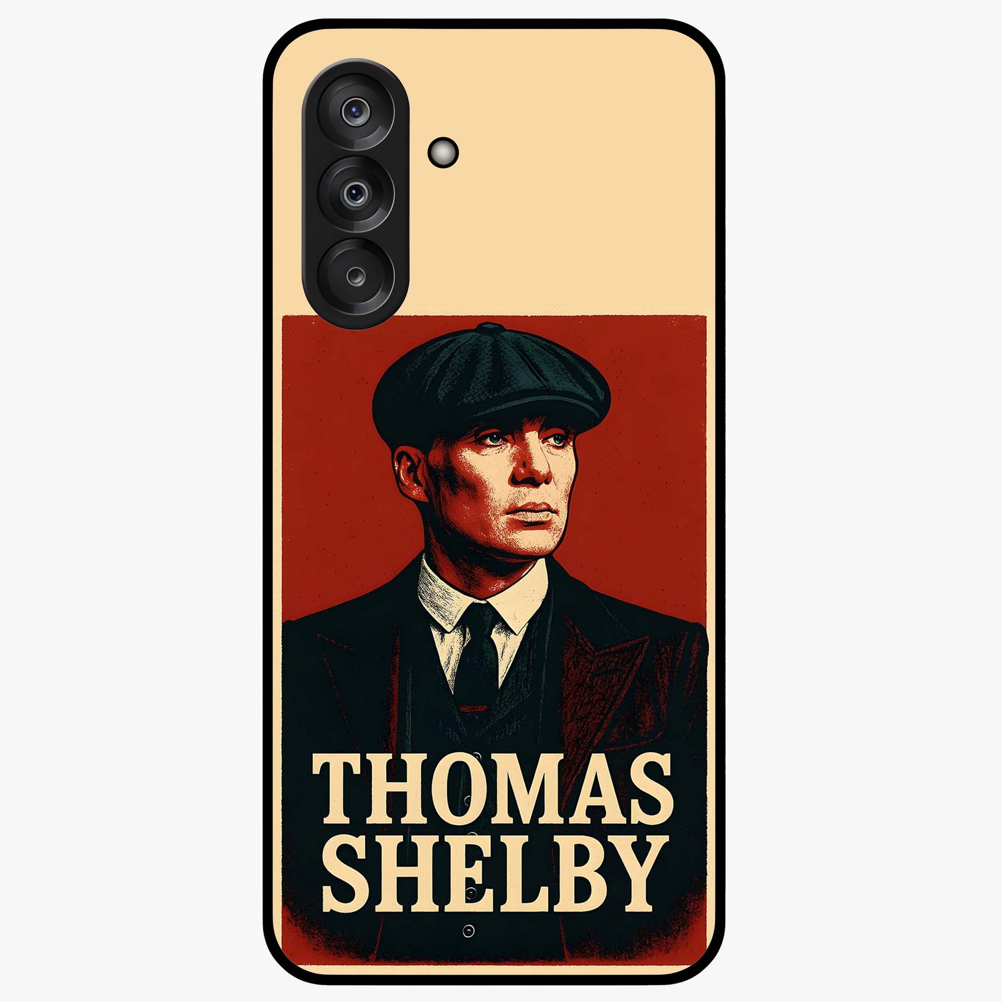 Vintage Mafia Authority Glass Case showing flat back view with bold vintage mafia inspired artwork and glossy glass finish.
