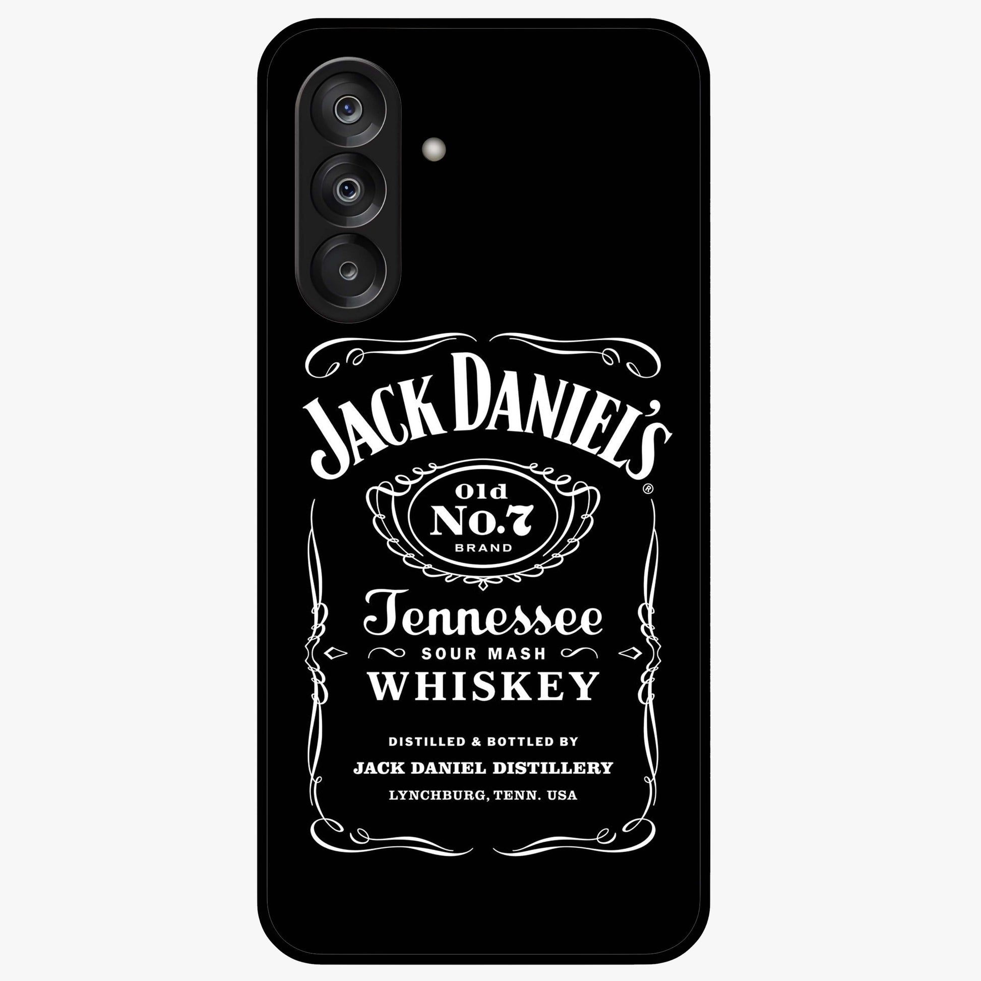 Vintage Whiskey Heritage Glass Case showing flat back view with classic whiskey inspired artwork and glossy glass finish.