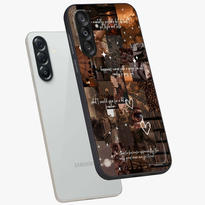 Bittersweet Aesthetic Chaos Glass Case displayed in angled mockup highlighting expressive abstract artwork and edgy aesthetic theme.