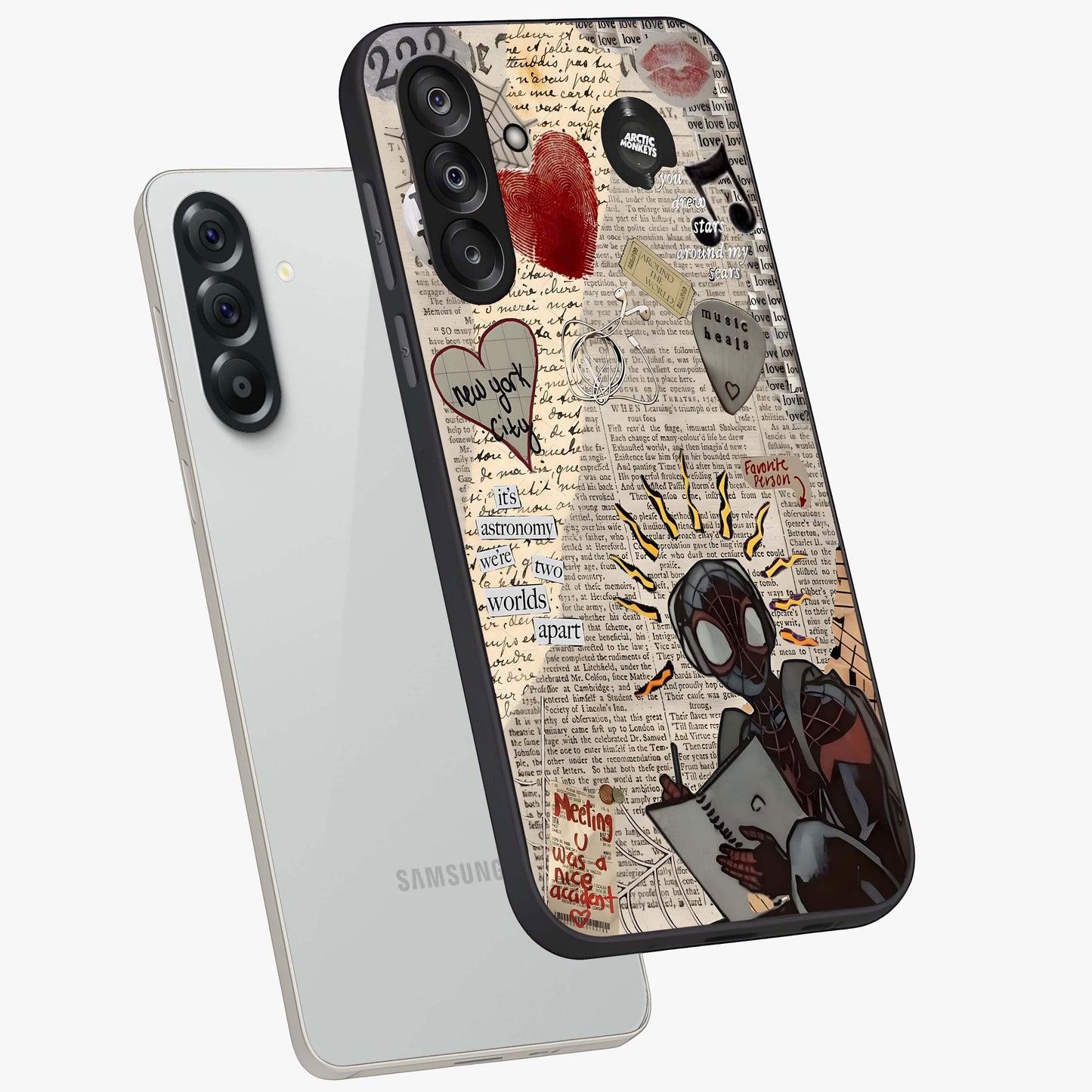 City Dream Sketch Glass Case displayed in angled mockup highlighting minimal city illustration with aesthetic sketch style.