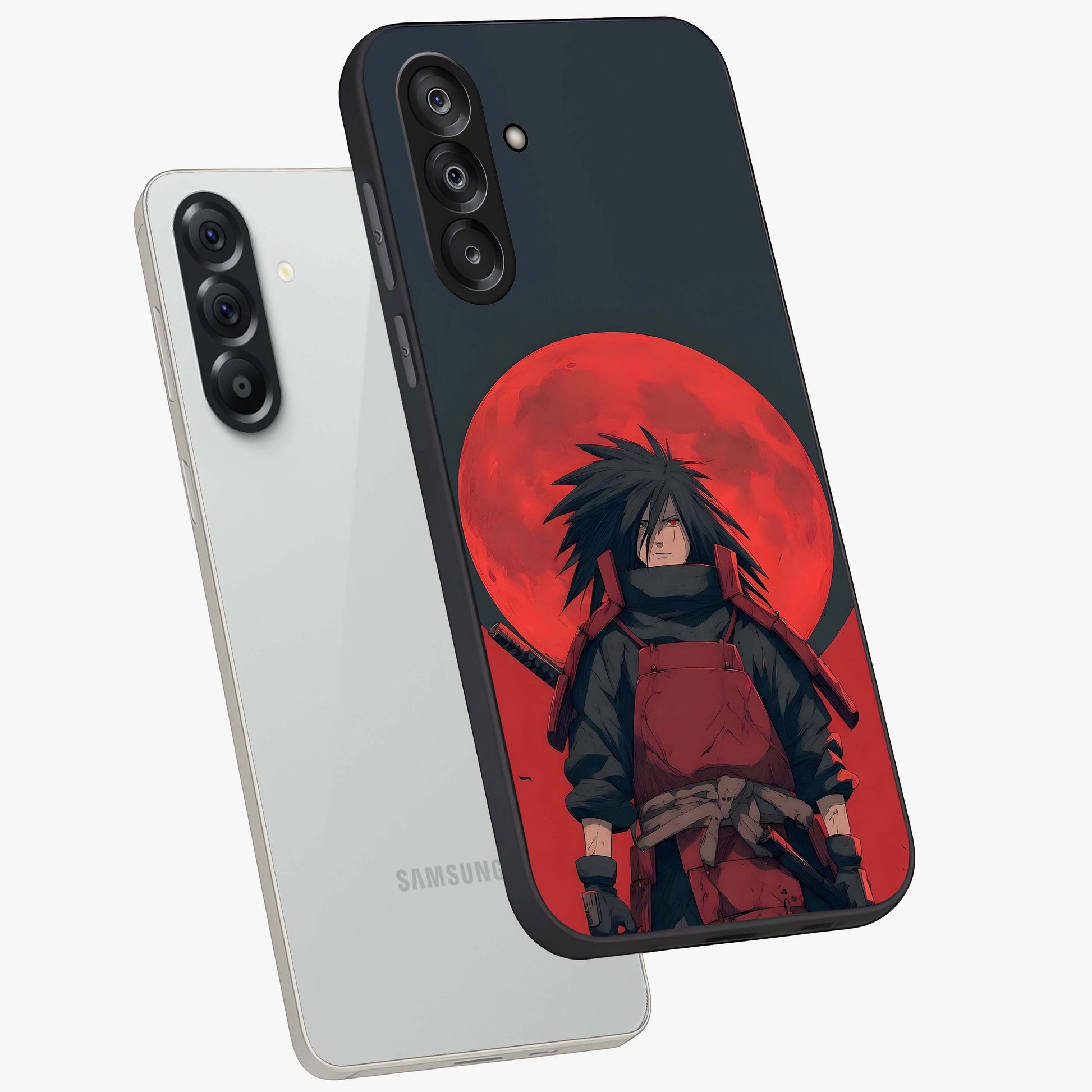 Crimson Moon Warlord Glass Case displayed in angled mockup highlighting dramatic crimson moon design with fantasy aesthetic.