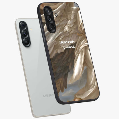 Divine Winged Grace Glass Case displayed in angled mockup highlighting graceful wing design with divine aesthetic style.