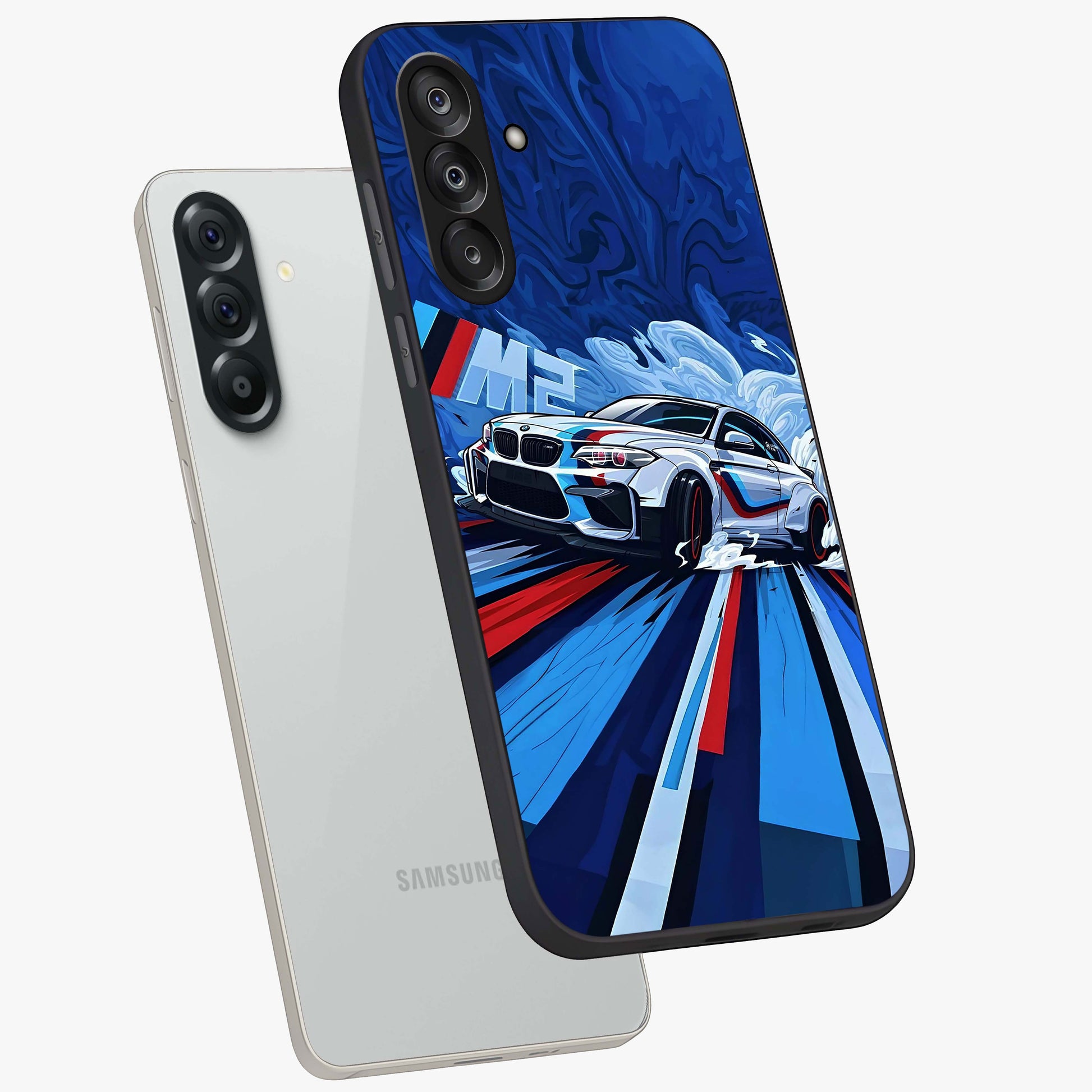 Drift Power Rush Glass Case displayed in angled mockup highlighting powerful drift car design with sporty aesthetic style.
