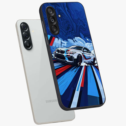 Drift Power Rush Glass Case displayed in angled mockup highlighting powerful drift car design with sporty aesthetic style.