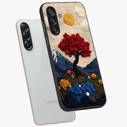 Eternal Nature Tapestry Glass Case displayed in angled mockup highlighting detailed botanical pattern with artistic aesthetic.