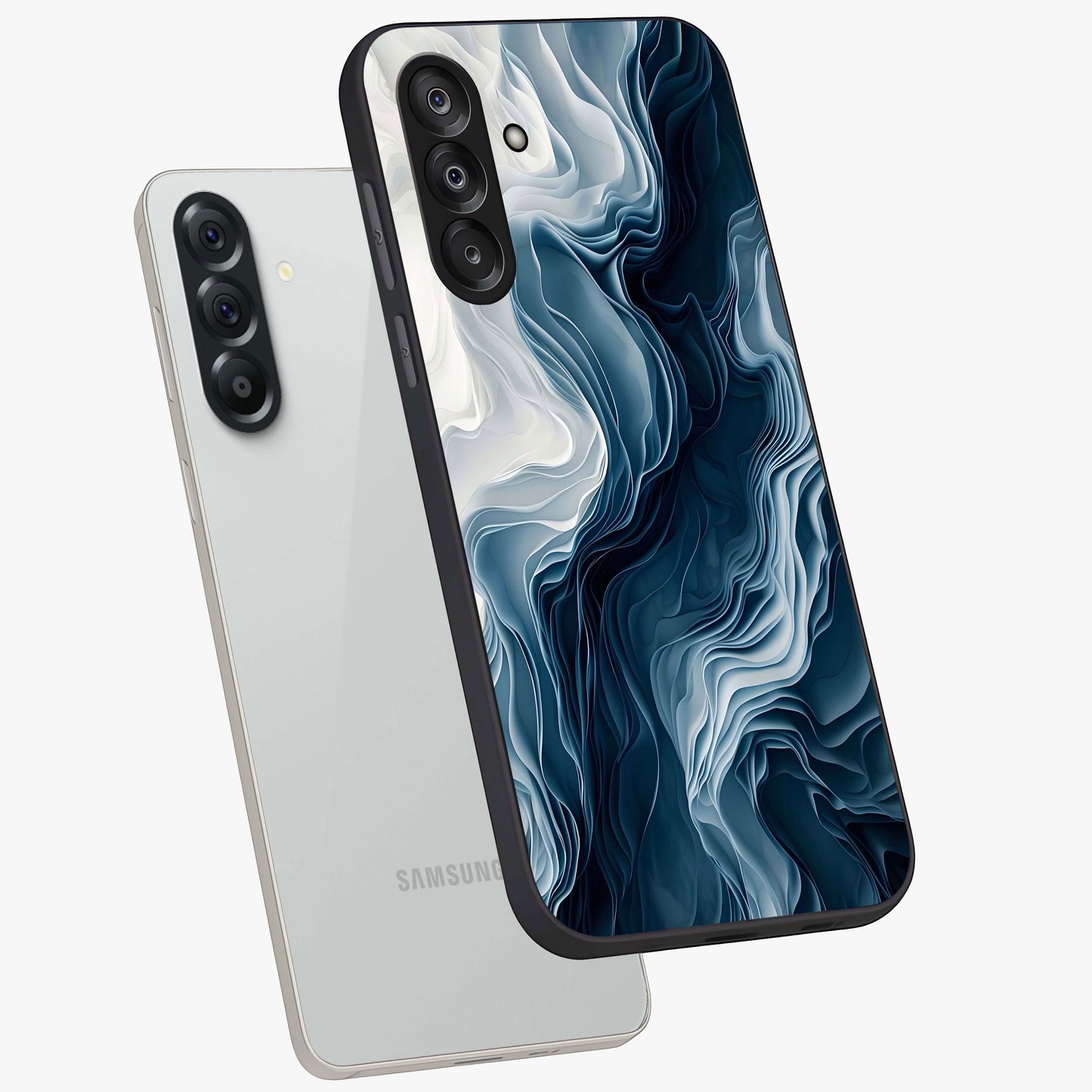 Ethereal Paper Marble Glass Case displayed in angled mockup highlighting elegant marble pattern with modern aesthetic style.