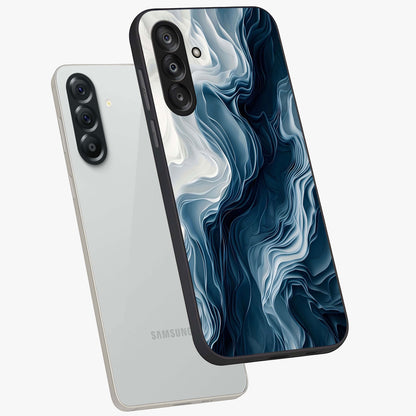 Ethereal Paper Marble Glass Case displayed in angled mockup highlighting elegant marble pattern with modern aesthetic style.