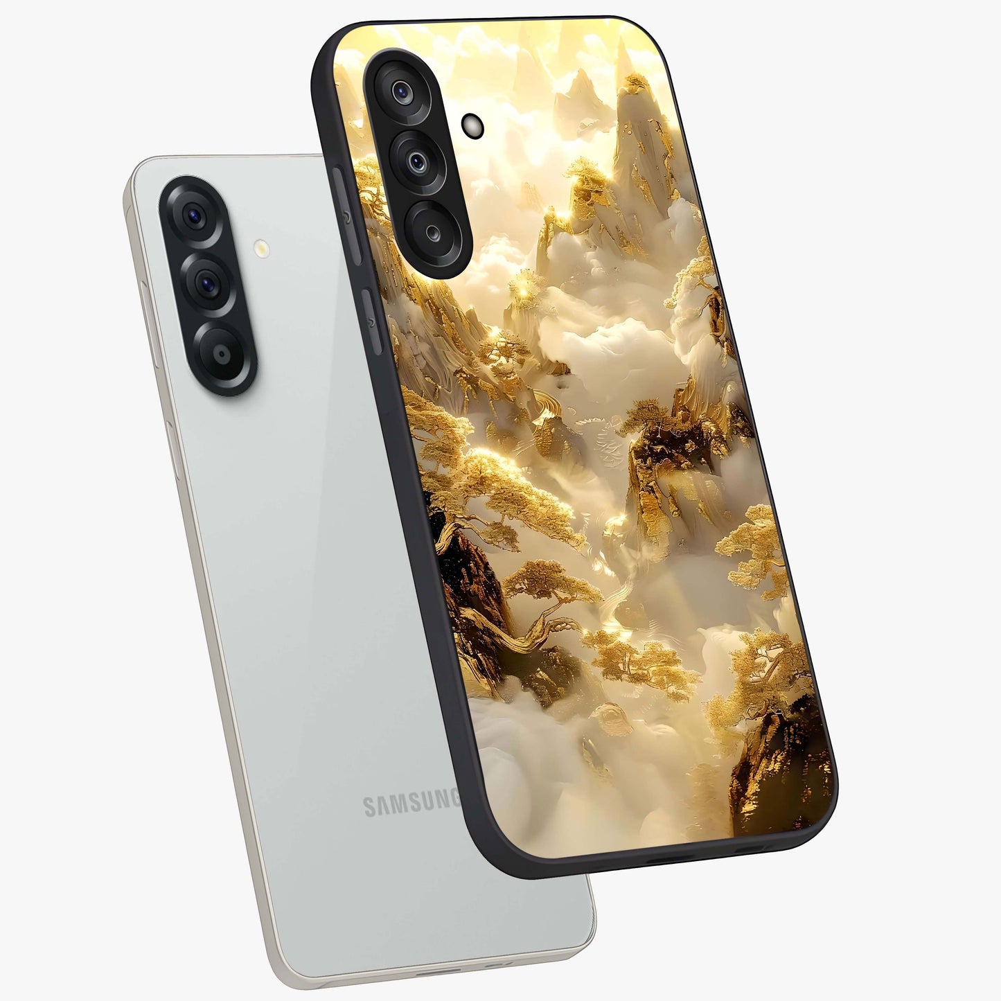 Gates Of Illumination Glass Case displayed in angled mockup highlighting radiant portal inspired design with fantasy aesthetic.