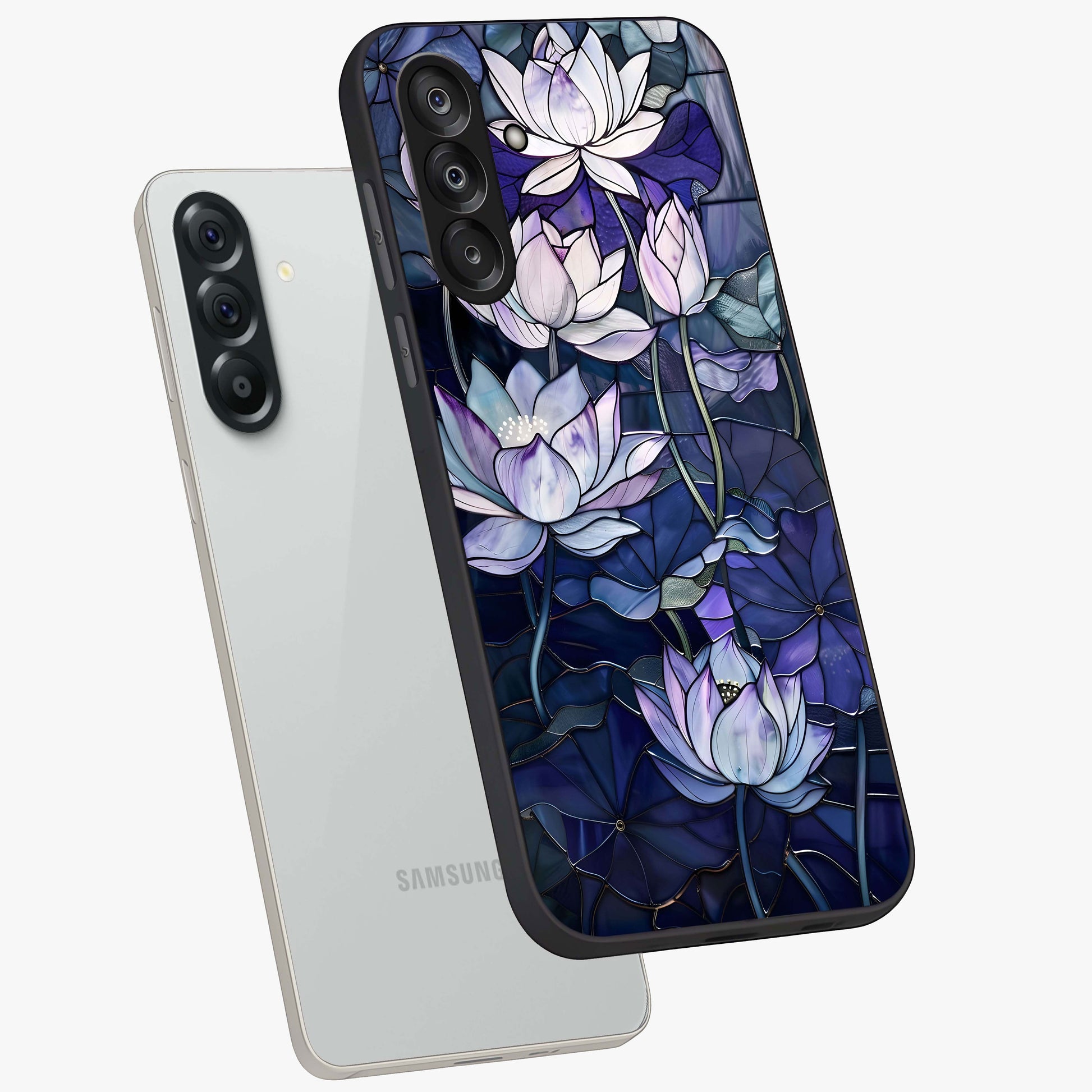 Gloss Petal Rush Glass Case displayed in angled mockup highlighting vibrant petal design with elegant floral aesthetic.