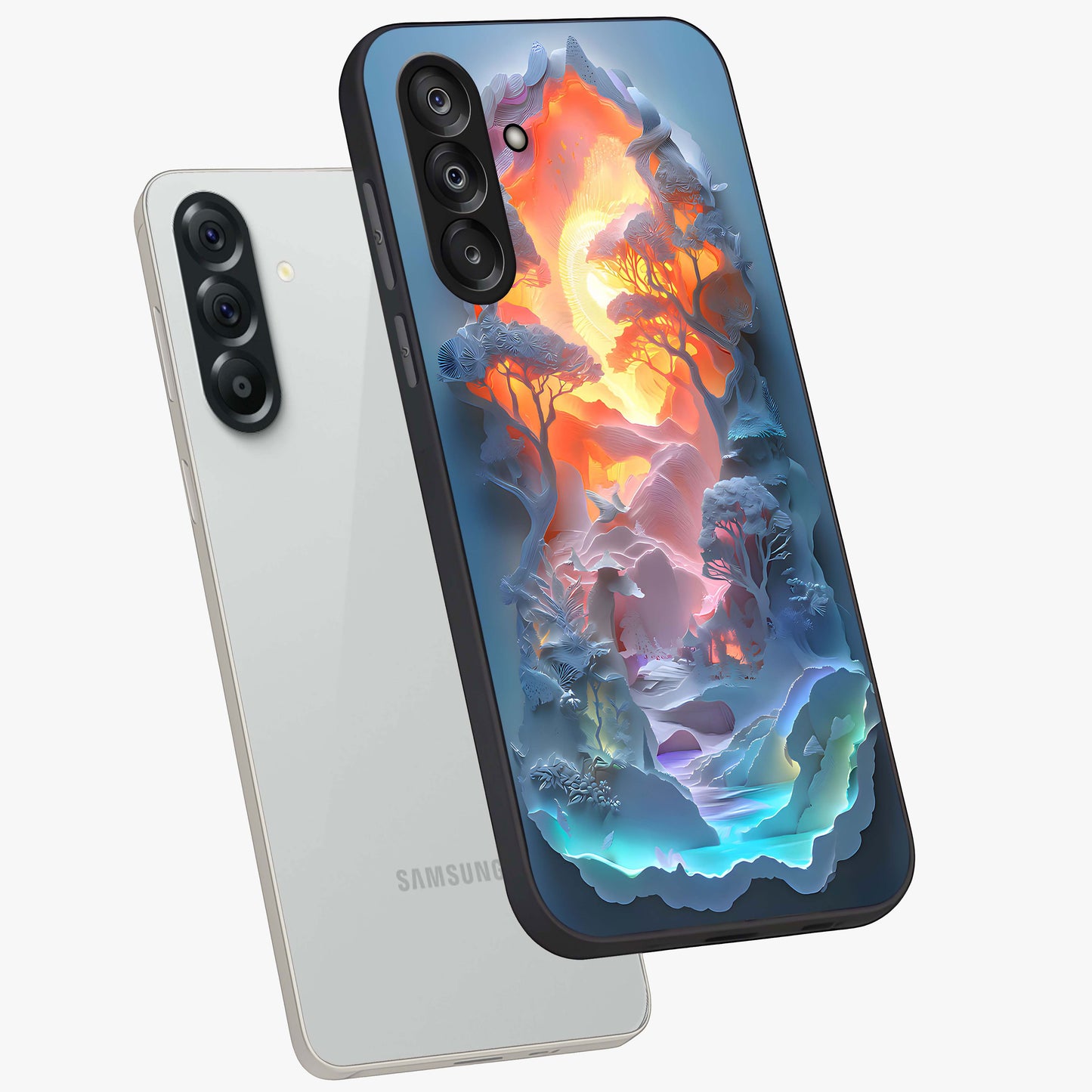 Glow Forest Portal Glass Case displayed in angled mockup highlighting mystical forest design with magical glowing aesthetic.