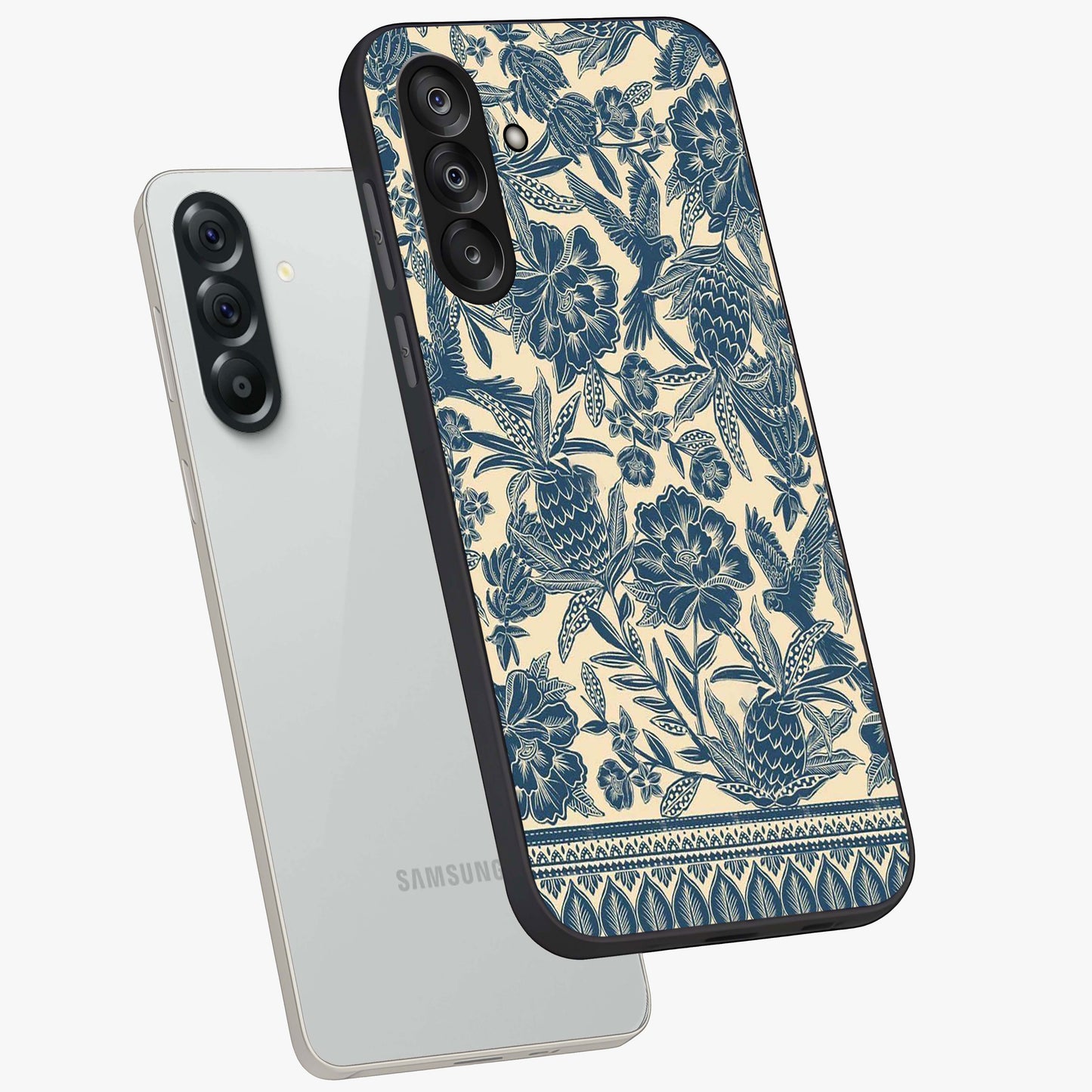 Heirloom Wild Bloom Glass Case displayed in angled mockup highlighting botanical bloom design with classic aesthetic style.