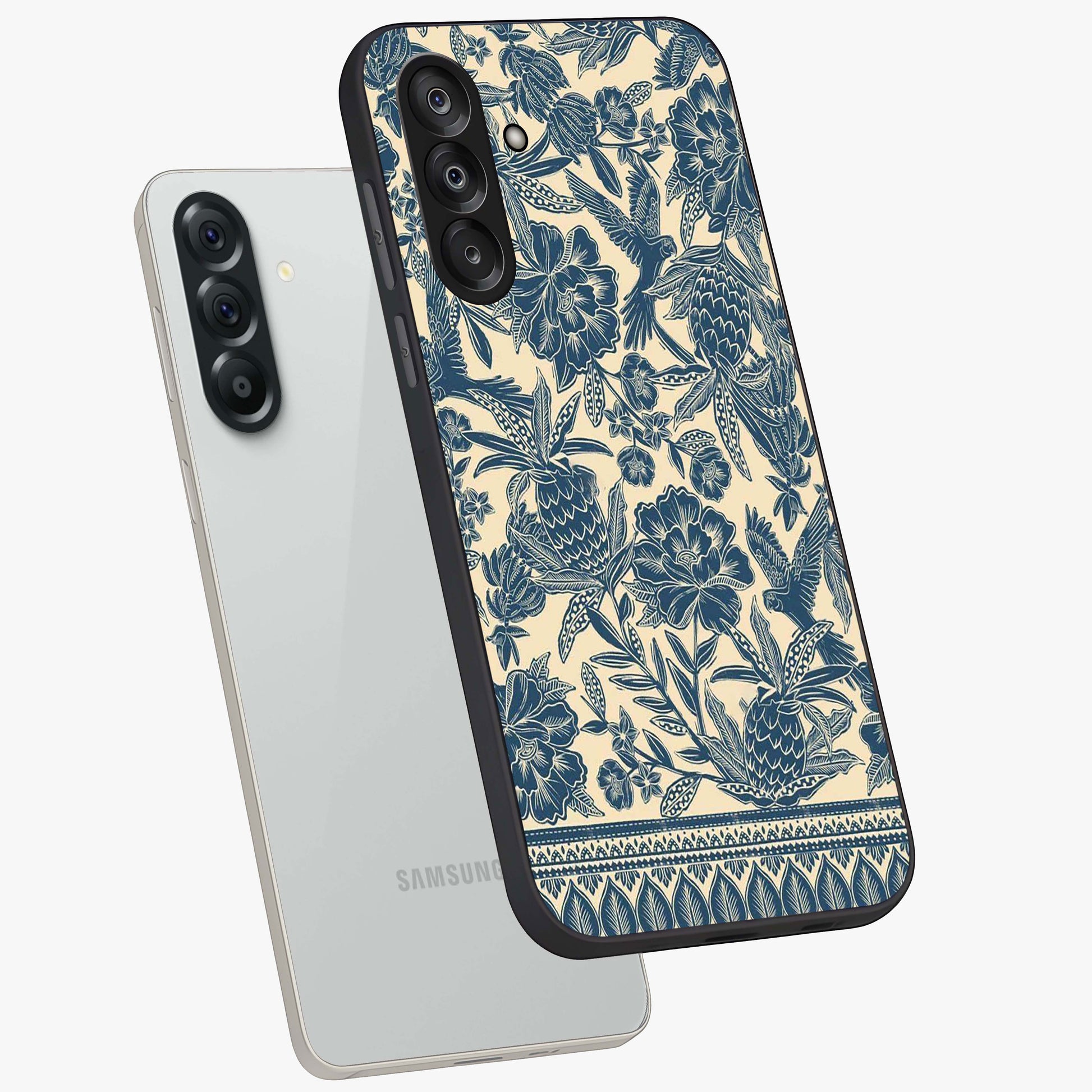 Heirloom Wild Bloom Glass Case displayed in angled mockup highlighting botanical bloom design with classic aesthetic style.