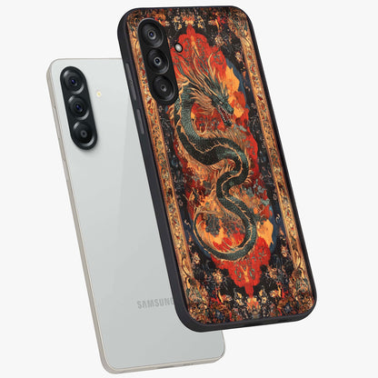 Inferno Dragon Soul Glass Case displayed in angled mockup highlighting powerful dragon illustration with inferno aesthetic.