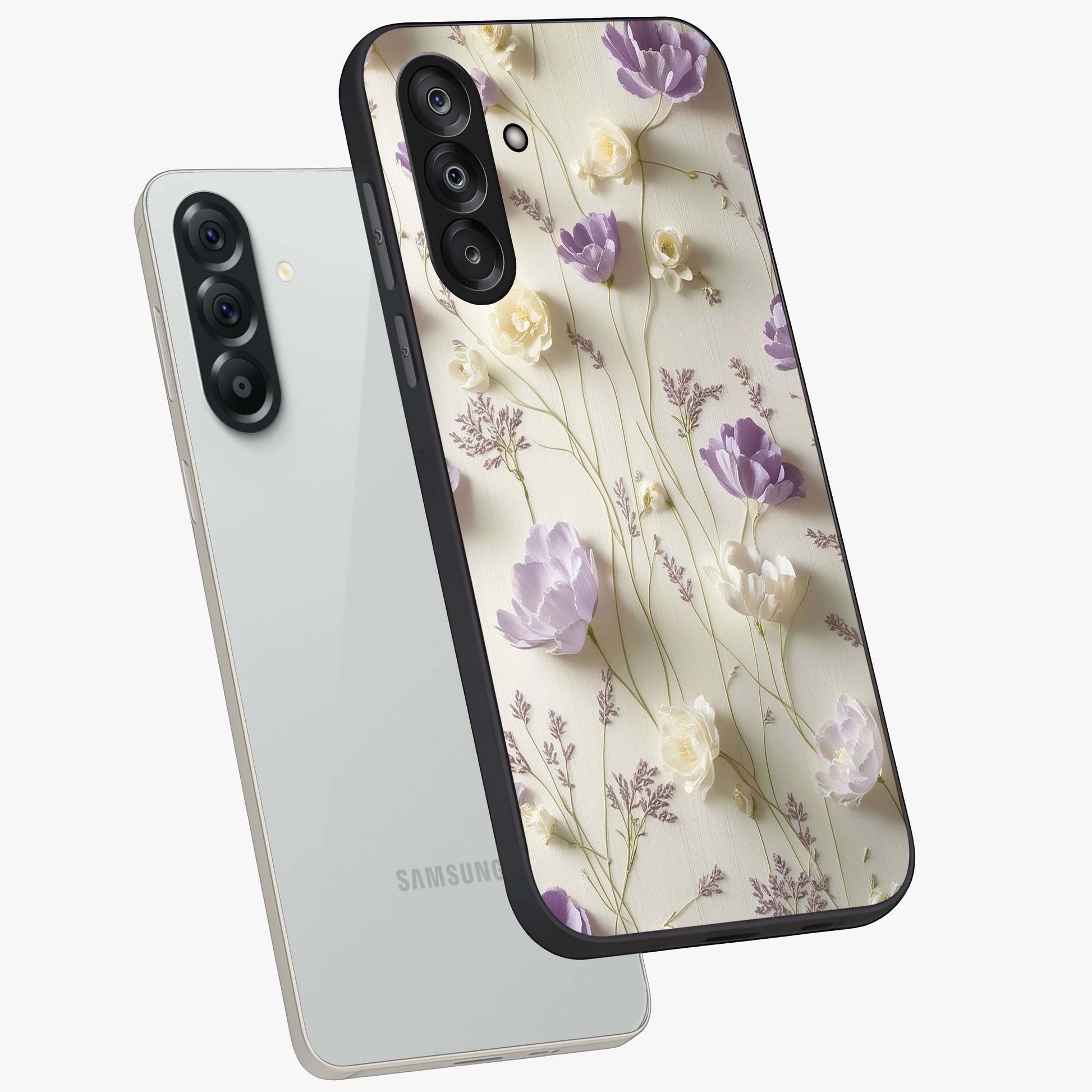 Lilac Breeze Harmony Glass Case displayed in angled mockup highlighting calm lilac breeze design with soothing aesthetic style.