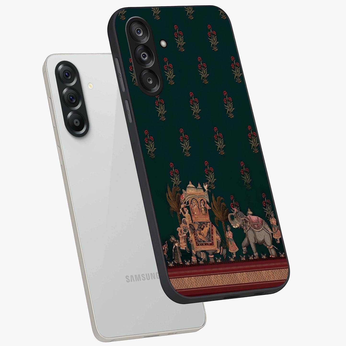 Macmerise Glass Case displayed in angled mockup highlighting trendy graphic design with sleek aesthetic style.