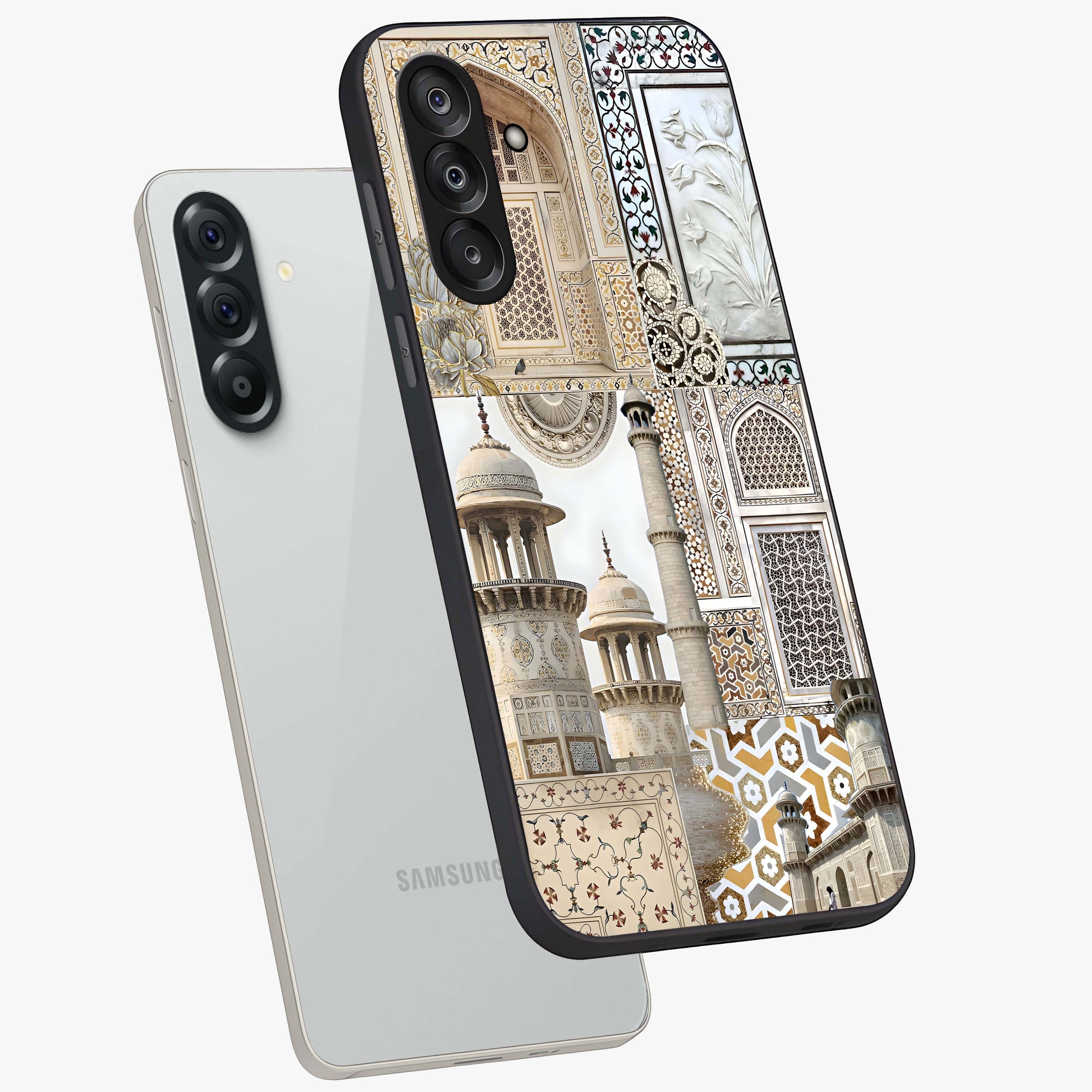 Mughal Marble Legacy Glass Case displayed in angled mockup highlighting elegant heritage marble artwork with royal aesthetic.