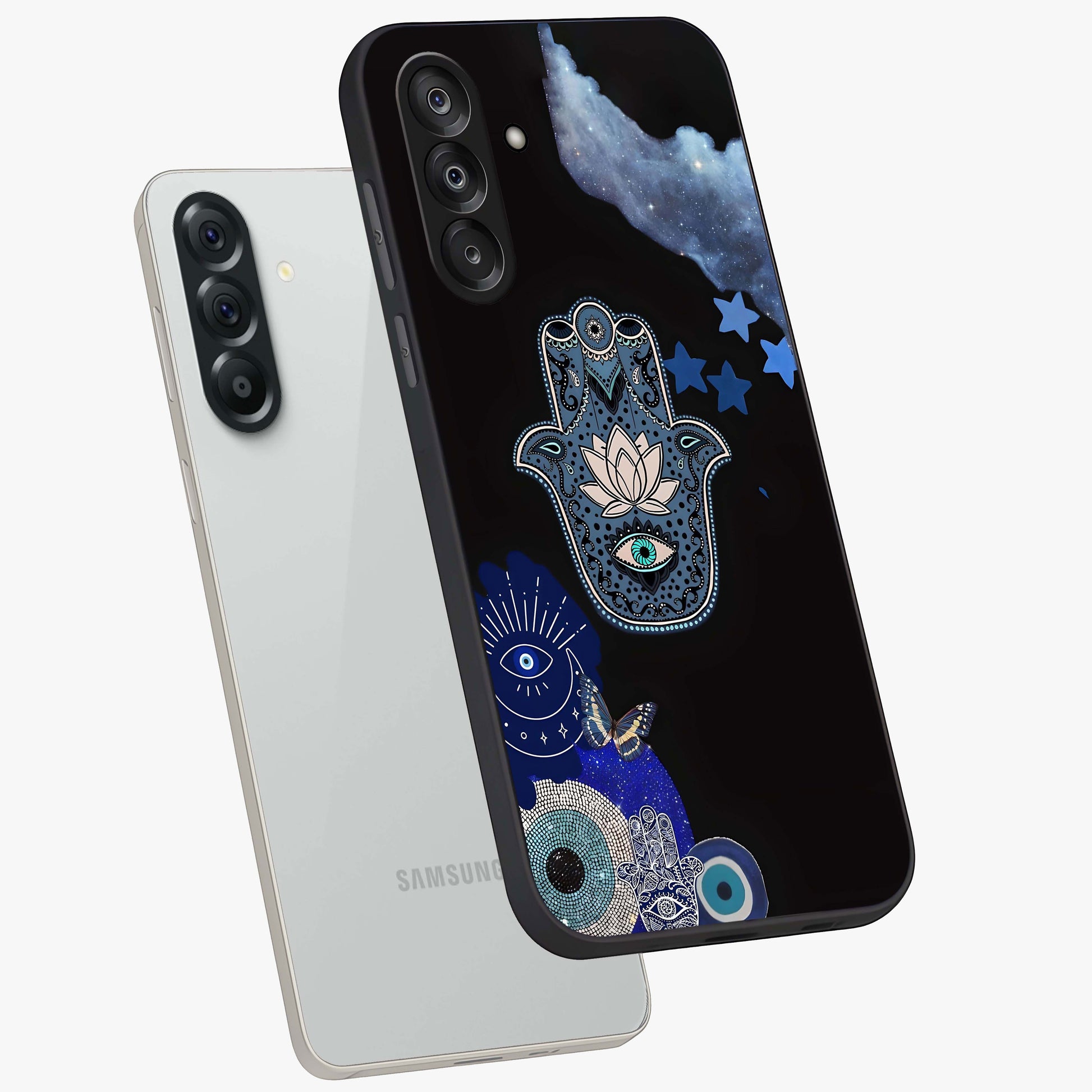 Mystic Hand Aura Glass Case displayed in angled mockup highlighting magical aura design with spiritual aesthetic style.