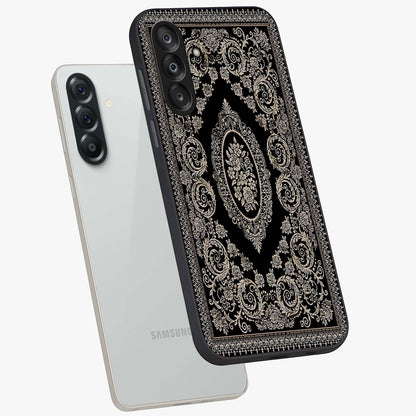 Noir Bloom Elegance Glass Case displayed in angled mockup highlighting refined flower design with stylish noir aesthetic.
