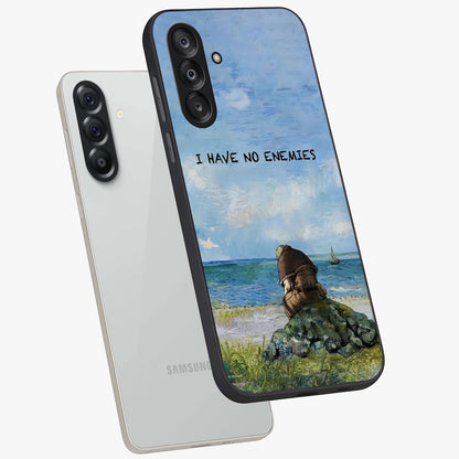 Peace Beyond War Glass Case displayed in angled mockup highlighting meaningful message design with artistic aesthetic style.