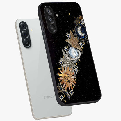 Pearls Universe Object Glass Case displayed in angled mockup highlighting celestial pearl design with dreamy aesthetic.