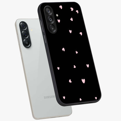 Pink Love Drops Glass Case displayed in angled mockup highlighting cute love drop design with vibrant pink aesthetic.