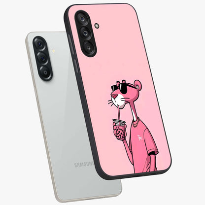 Pink Panther Glass Case displayed in angled mockup highlighting playful cartoon character design with vibrant pink aesthetic.