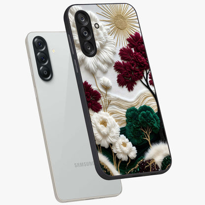 Radiant Bloom Elegance Glass Case displayed in angled mockup highlighting graceful floral design with radiant aesthetic style.