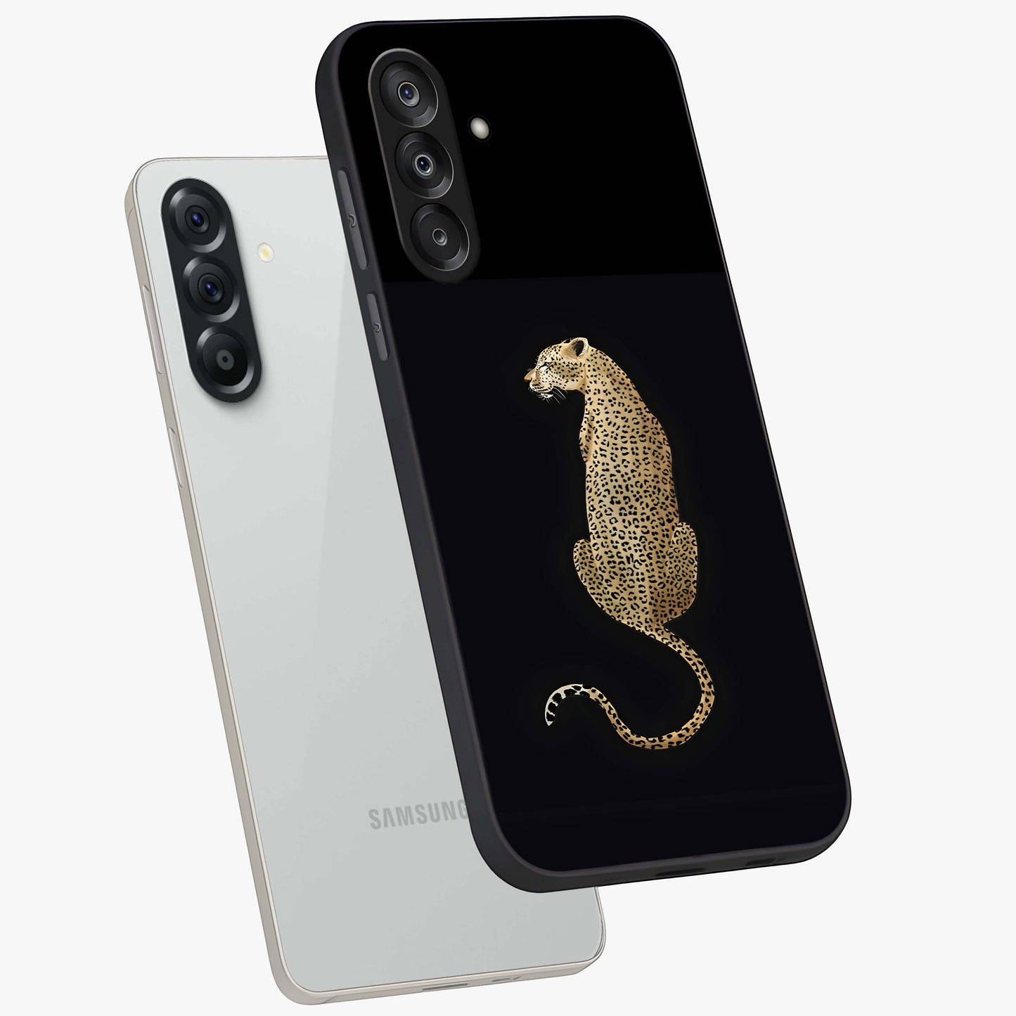 Regal Leopard Glass Case displayed in angled mockup highlighting powerful animal illustration with stylish wild aesthetic.