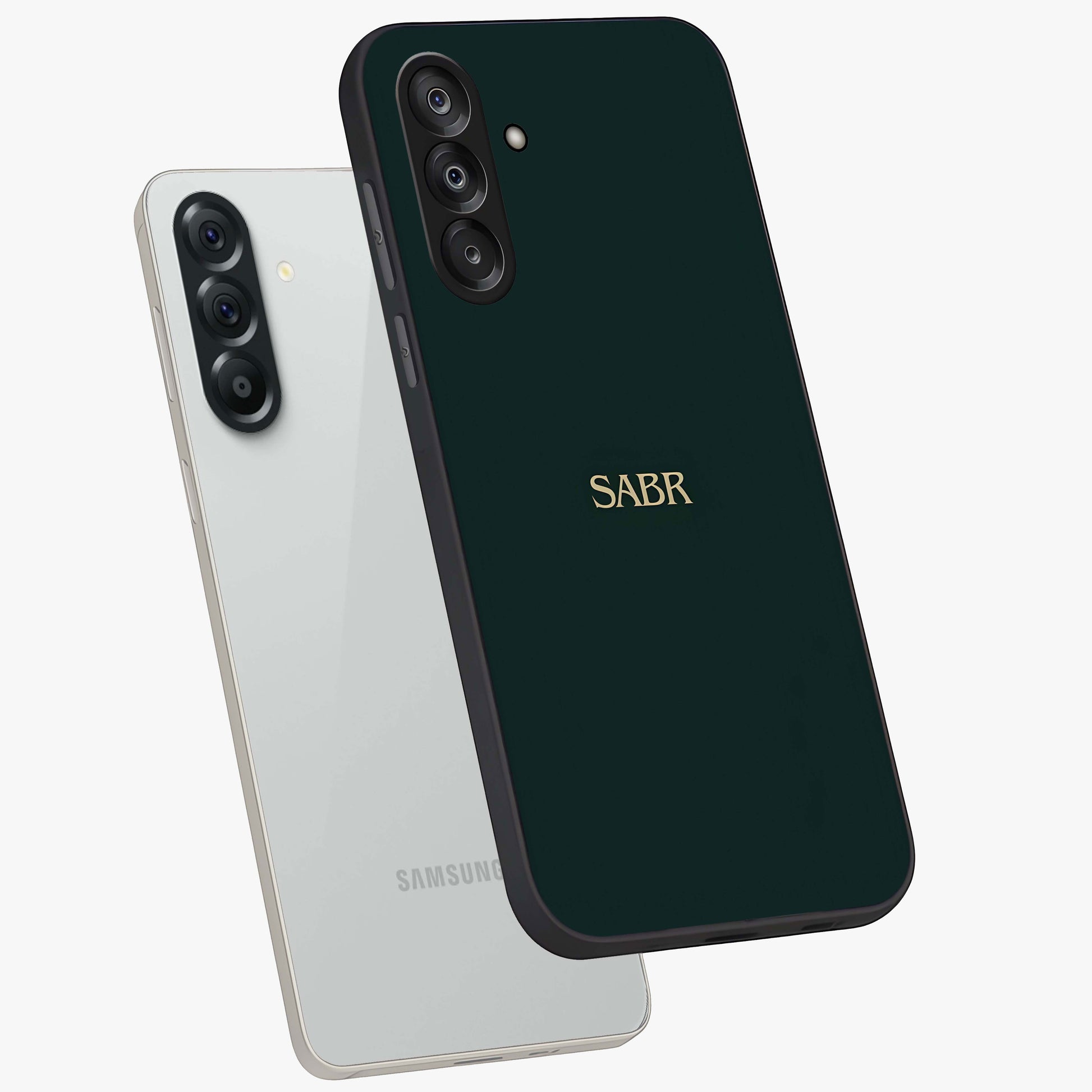 Sabr Minimal Patience Glass Case displayed in angled mockup highlighting simple inspirational design with clean aesthetic style.