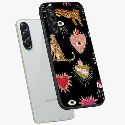 Sacred Jungle Heart Glass Case displayed in angled mockup highlighting lush tropical design with natural aesthetic style.