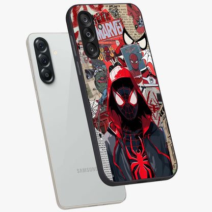 Spider Collage Street Glass Case displayed in angled mockup highlighting dynamic street style collage design with comic aesthetic.