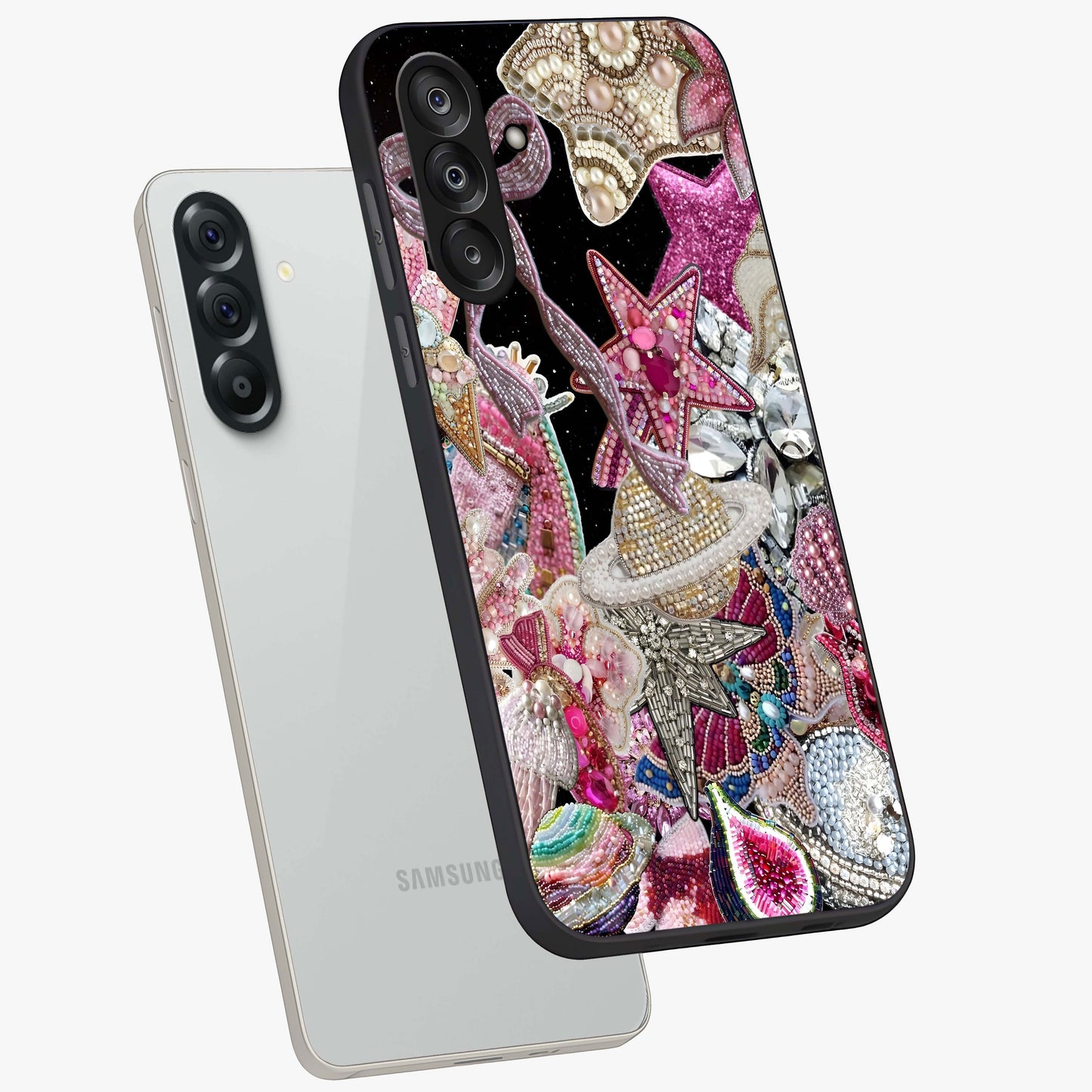 Starlit Jewel Dream Glass Case displayed in angled mockup highlighting glowing celestial jewel design with dreamy aesthetic.