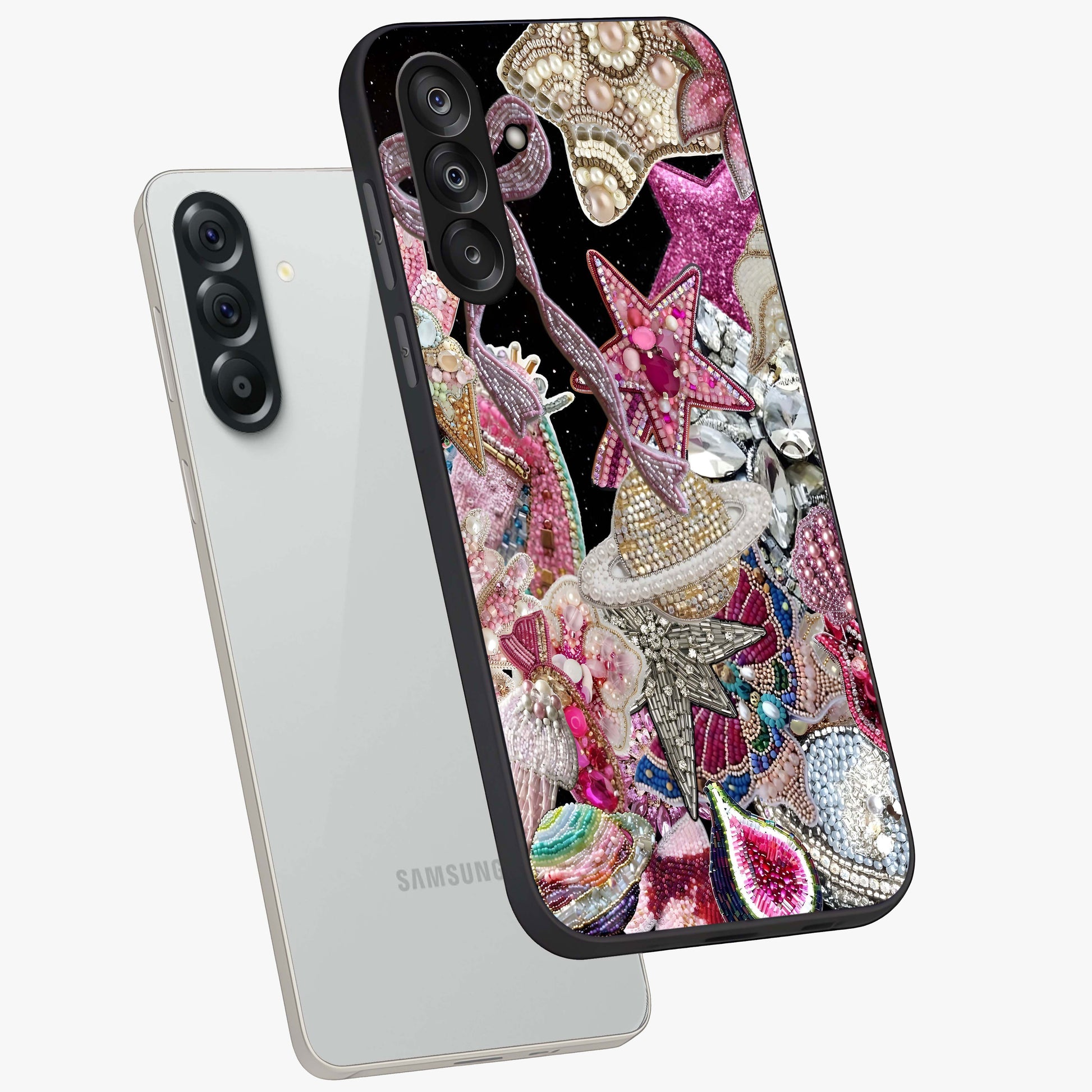 Starlit Jewel Dream Glass Case displayed in angled mockup highlighting glowing celestial jewel design with dreamy aesthetic.