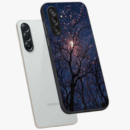 Twilight Sakura Serenade Glass Case displayed in angled mockup highlighting delicate sakura flower design with dreamy aesthetic.