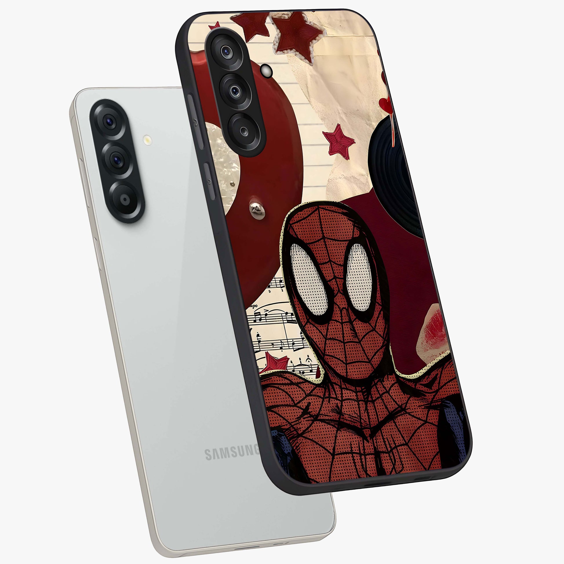 Web Warrior Vibes Glass Case displayed in angled mockup highlighting dynamic web design with comic style aesthetic.