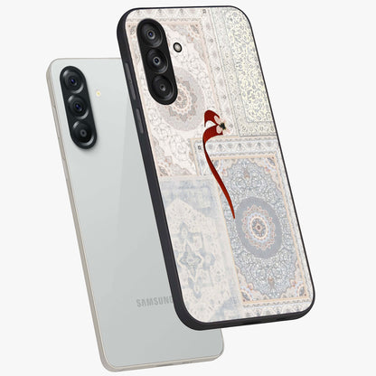 White Aesthetic Bow Glass Case displayed in angled mockup highlighting clean bow design with soft aesthetic style.