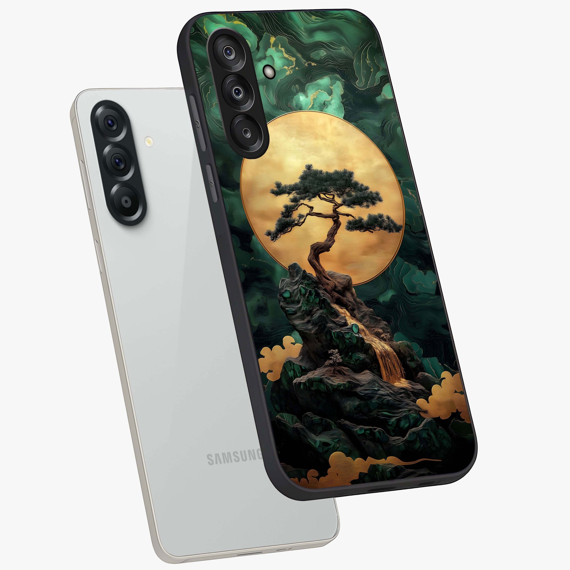 Zen Moon Rise Glass Case displayed in angled mockup highlighting peaceful lunar design with zen aesthetic style.