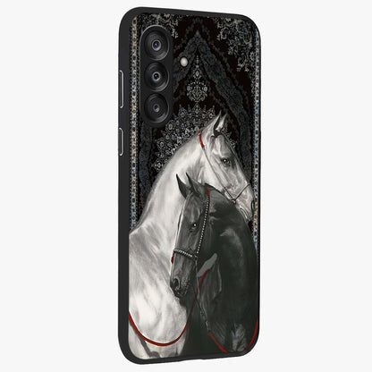 Majestic Ride Legacy Glass Case upright view showcasing dynamic ride inspired artwork with modern automotive theme.