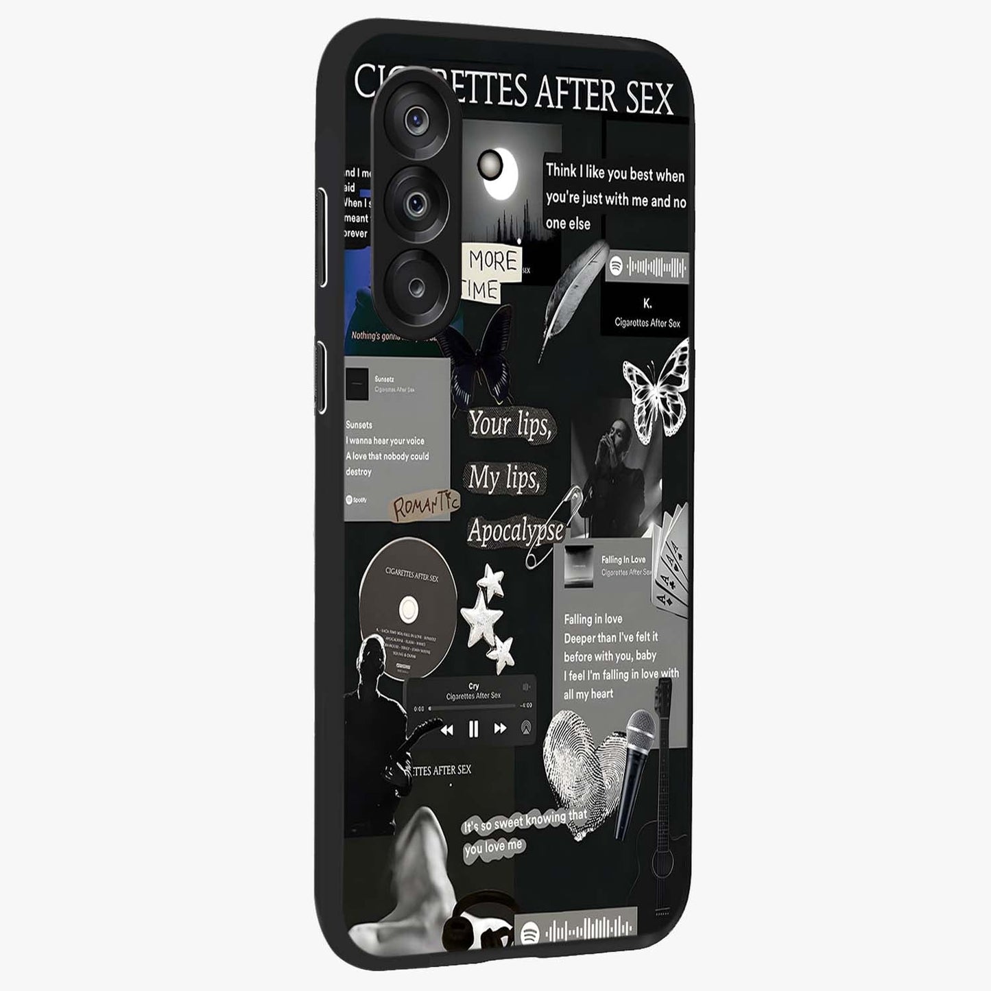 Midnight Love Echo Glass Case upright view showcasing expressive romantic artwork with dreamy midnight theme.