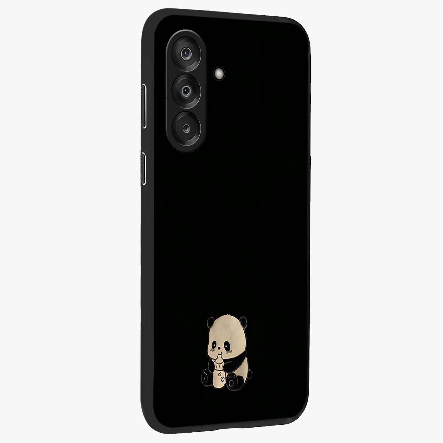 Midnight Panda Love Glass Case upright view showcasing charming panda artwork with playful romantic theme.
