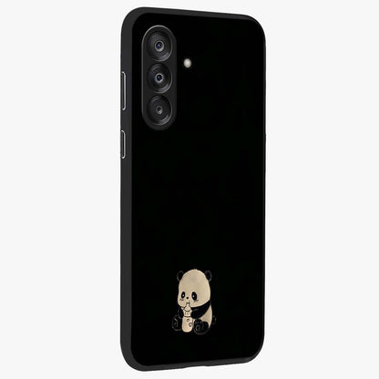 Midnight Panda Love Glass Case upright view showcasing charming panda artwork with playful romantic theme.