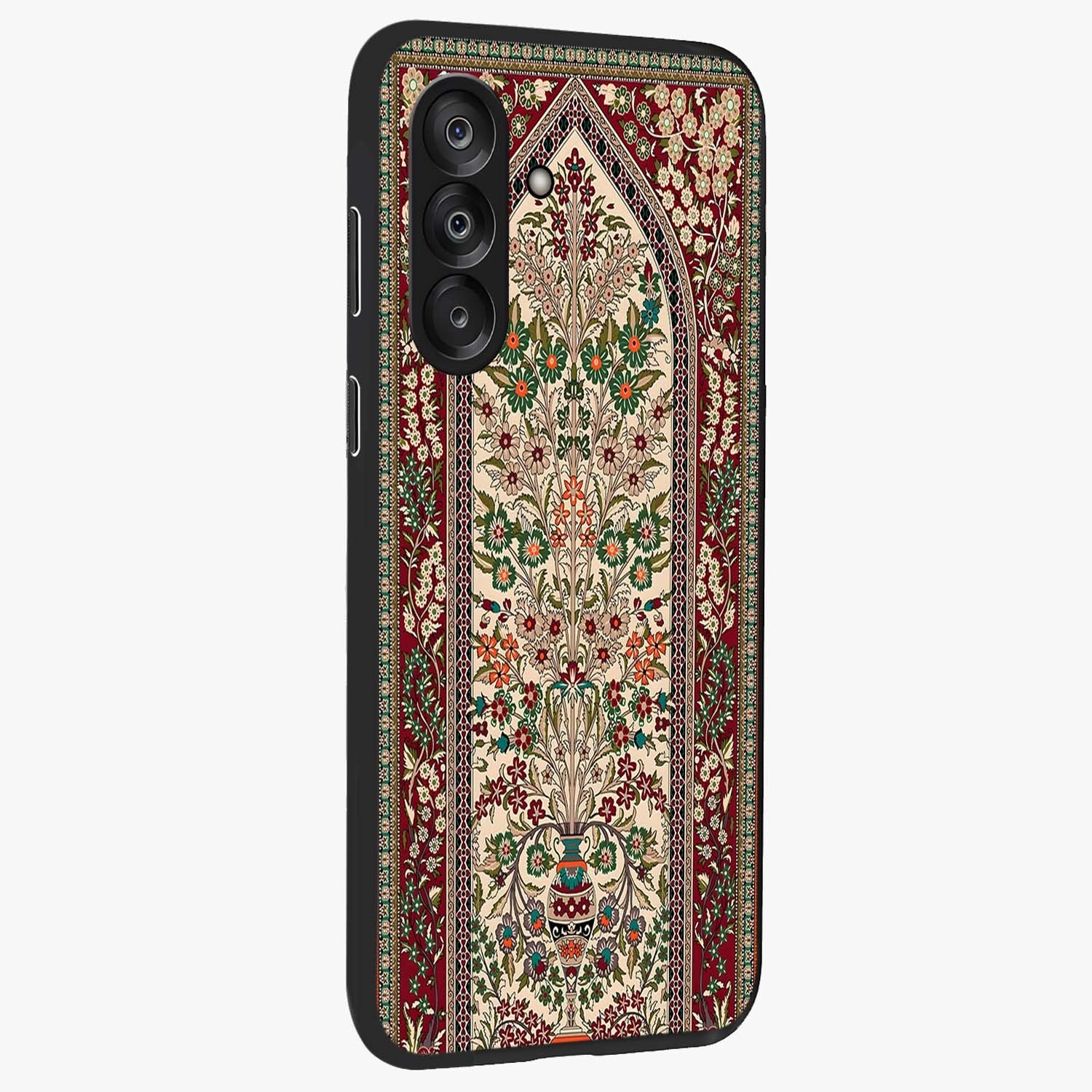 Persian Inspired Glass Case upright view showcasing decorative Persian artwork with rich heritage theme.