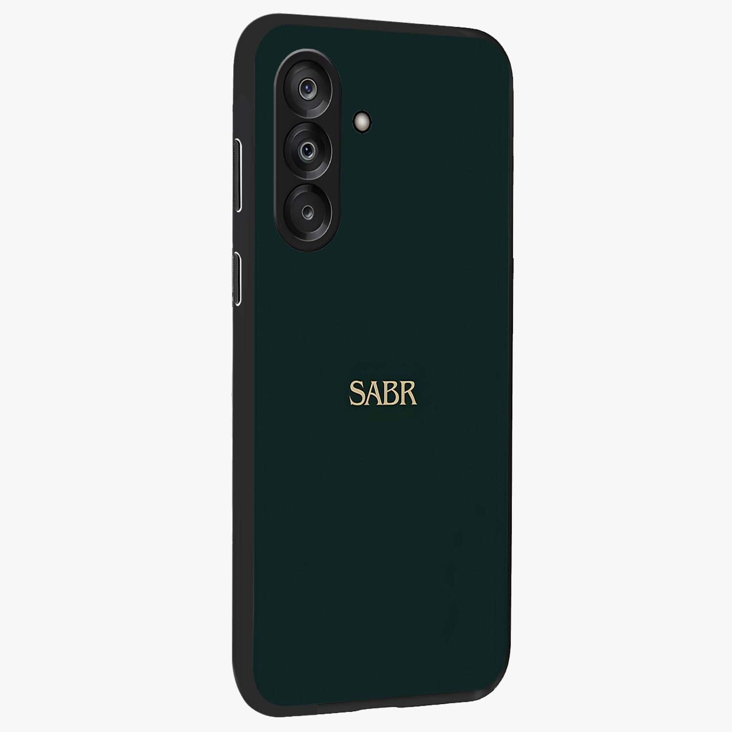 Sabr Minimal Patience Glass Case upright view showcasing calm minimalist artwork with motivational patience theme.